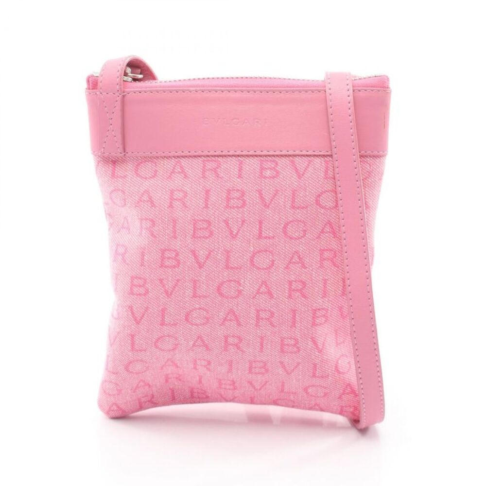 Bvlgari Logo Mania Canvas Leather Shoulder Bag